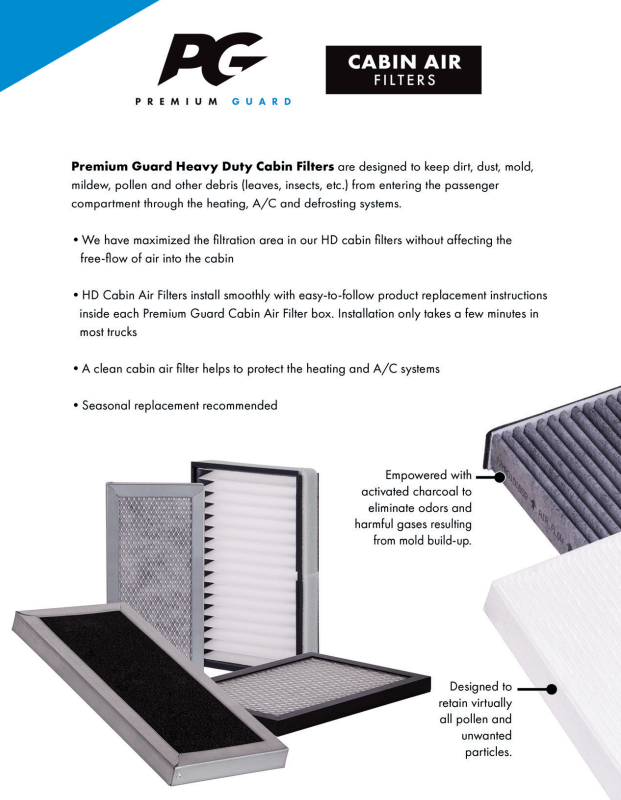 Premium Guard® Heavy Duty Cabin Air Filters Flyer – 8.5X11