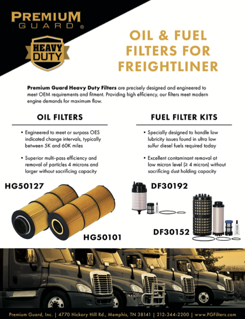 Premium Guard® HD Oil and Fuel Filters for Freightliner – 8.5X11 Flyer