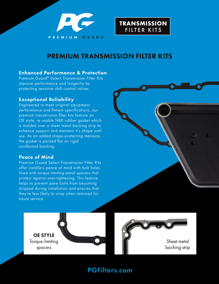 Premium Guard® Select™ Transmission Filters Buyer’s Guide
